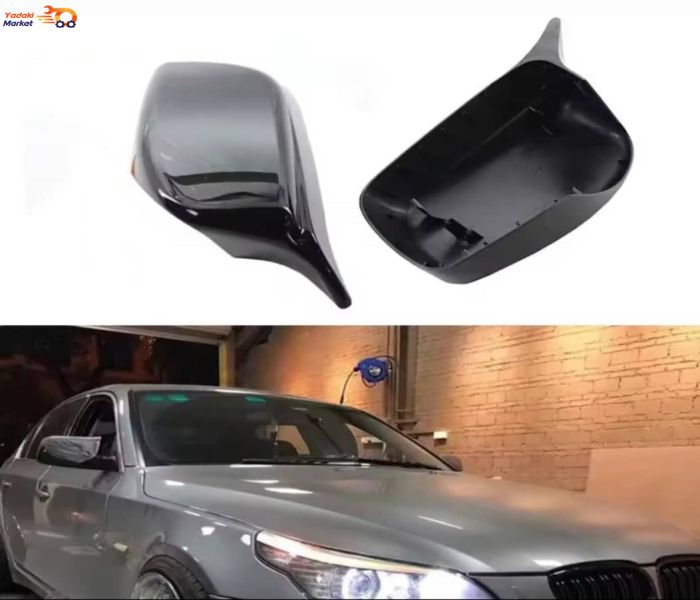 قاب آینه بغل طرح خفاشی رنگ مشکی پیانویی مناسب برای اطاق e60 مدل ۲۰۰۴ تا ۲۰۱۰